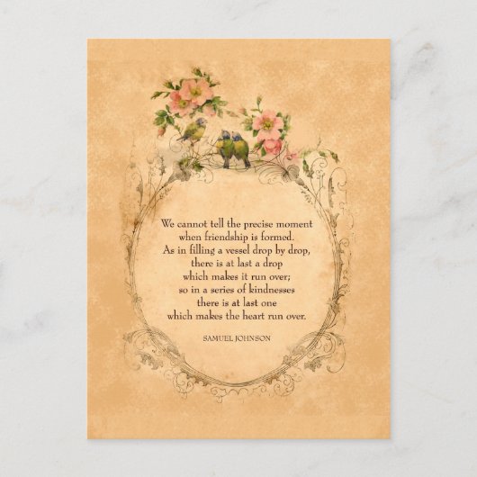 Amis vintages - Oiseaux et fleurs - Carte postale (Devant)