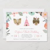 Amis Woodland | Invitation du Anniversaire de enfa (Devant)