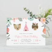 Amis Woodland | Invitation du Anniversaire de enfa (Debout devant)