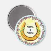 Amish Blue Flower Hoefijzer Magneet (Voorkant / Achterkant)