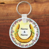 Amish Blue Flower Hoefijzer Sleutelhanger (Voorkant)