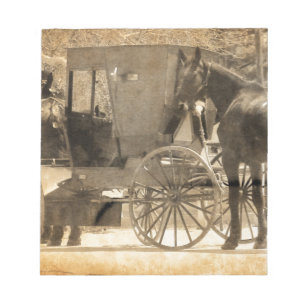 Amish brengt 'n nieuw paard naar huis. notitieblok