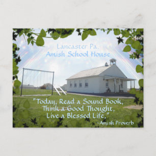 Amish Briefkaart, School House. JOUW TEKST TOEVOEG Briefkaart