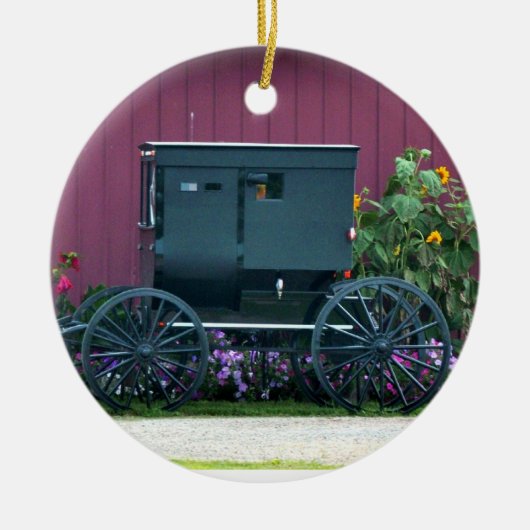 Amish Buggy-Barnyard Keramisch Ornament (Voorkant)
