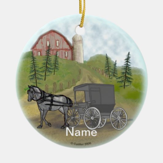 Amish Buggy Visiting ornament (Voorkant)