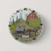 Amish Buggy Visiting pin knop Ronde Button 5,7 Cm (Voorkant)