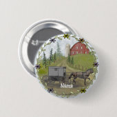 Amish Buggy Visiting pin knop Ronde Button 5,7 Cm (Voorkant /achterkant)