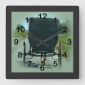 Amish Buggy Wall Clock Vierkante Klok (Voorkant)