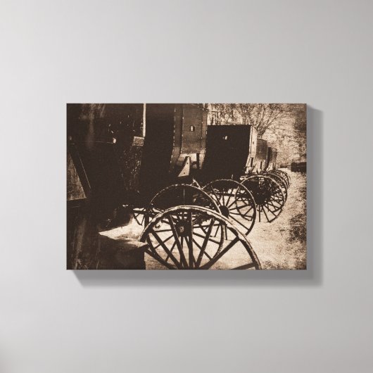 Amish Cart Wheels Grunge Canvas Afdruk (Voorkant)