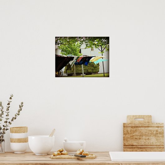 Amish Clothes Line en Hay Wagon Poster (Keuken)