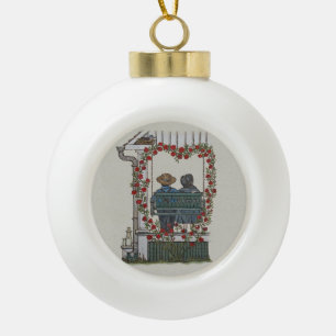 Amish Couple on Porch Swing Keramische Bal Ornament