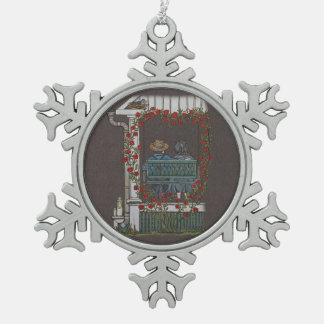 Amish Couple on Porch Swing Tin Sneeuwvlok Ornament