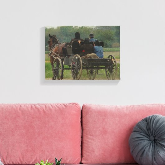 Amish Family Outing Canvas Afdruk (Insitu (Woonkamer))