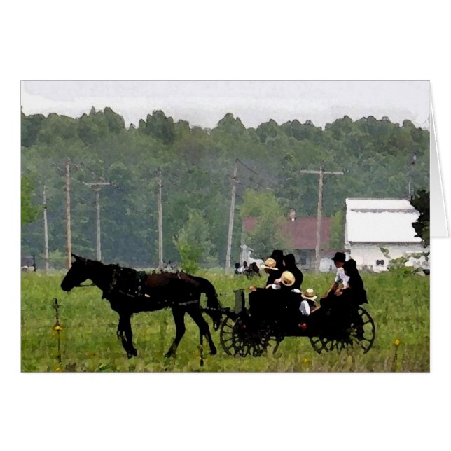 Amish Family Ride-Waterverf (Voorkant Horizontaal)