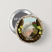 Amish Hoefijzer Girl Ronde Button 5,7 Cm (Voorkant /achterkant)