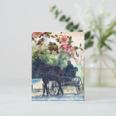 Amish Horse and Buggy Birdie Texture Briefkaart (Staand voorkant)