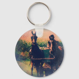 Amish Horse Team Sleutelhanger
