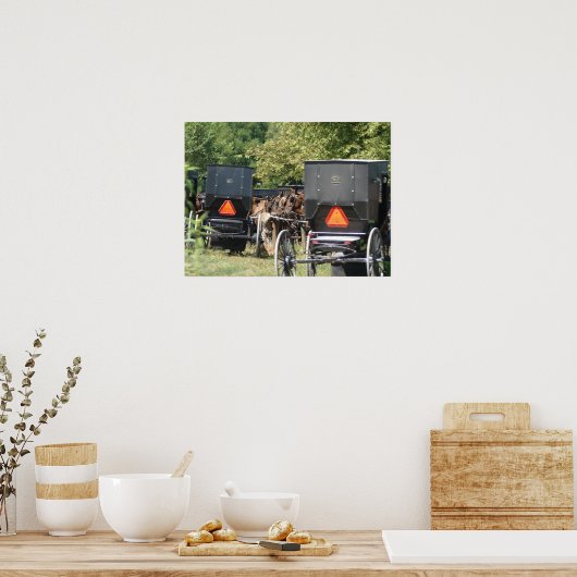 Amish Horses and Buggies Poster (Keuken)
