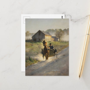 Amish paard en buggy op het grindpad briefkaart