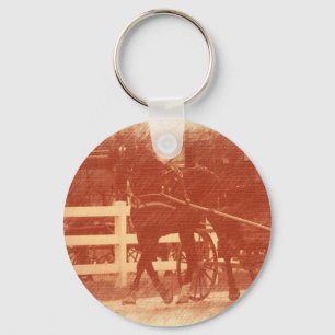 Amish Paard en Buggy Sepia Sleutelhanger