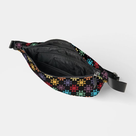 Amish Quilt drukt heldere kleuren af op zwart gepa Heuptasje (Open)