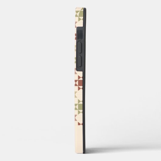 Amish Quilt Print Cream, bruin gepersonaliseerd Case-Mate iPhone Case (Achterkant / Links)