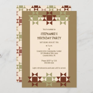Amish Quilt Print Quilten Thema Custom Party Inv Kaart