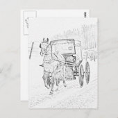 Amish Sketch-Horse en Buggy-Briefkaart Briefkaart (Voorkant / Achterkant)