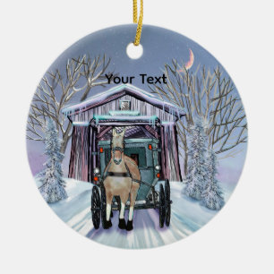Amish Winter Overdekte Brug  Keramisch Ornament