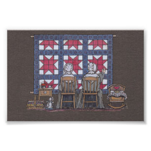 Amish Women Quilting Foto Afdruk