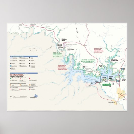 Amistad National Recreation Area Map Poster (Voorkant)