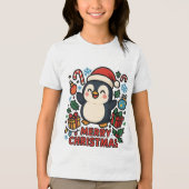 AMITA | Merry Christmas Penguin Tri-Blend Shirt (Voorkant)