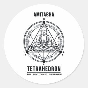 Amitabha Buddha Tetrahedron – Heilige Geometrie & Ronde Sticker