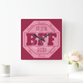 Amitié BFF - noms personnalisés - horloge murale (Maison)