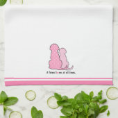 Amitié Chiens roses Valentines Serviette de cuisin (Plié)