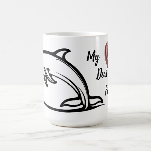 Amitié des coeurs dauphins Emble Mug à deux tons, (Centre)