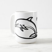 Amitié des coeurs dauphins Emble Mug à deux tons, (Devant gauche)