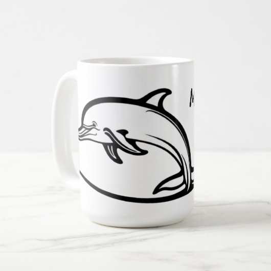 Amitié des coeurs dauphins Emble Mug à deux tons,  (Devant gauche)