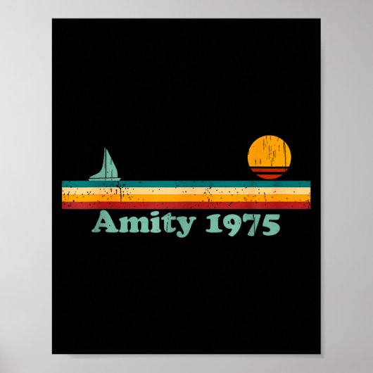 Amity 1975 Retro Sailboat And Sunset Design Idea  Poster (Voorkant)