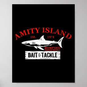 Amity Island Aas En Visuitrusting Retro Vissen Poster