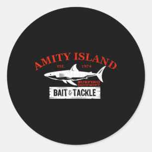 Amity Island IT en Tackle Retro Gevist 1 Ronde Sticker