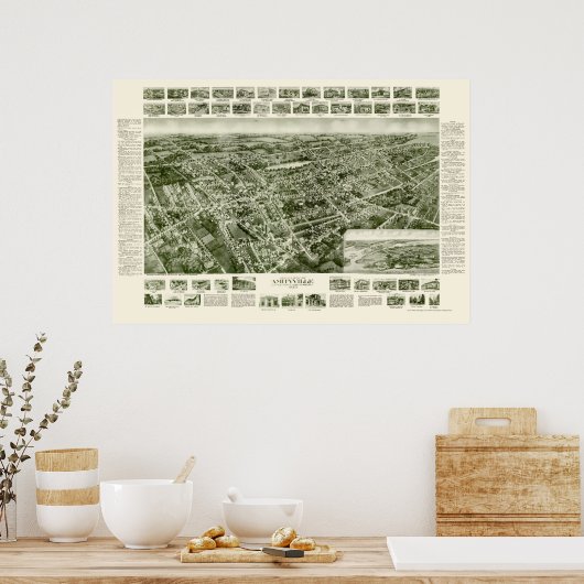 Amityville, NY Panoramic Map - 1925 Poster (Keuken)