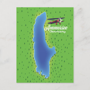 Ammersee Duitsland-meerkaart Briefkaart