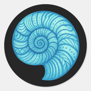 Ammoniet Fossiel – Neon Spiraal Vervorming Ronde Sticker