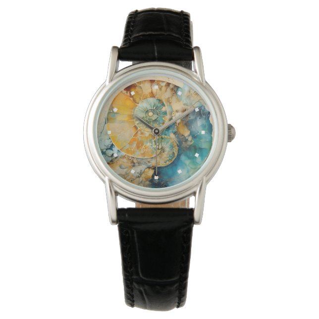 Ammoniet Gem Fossiele Horloge (Voorkant)