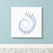 Ammonietblauw op wit Uitgerekt Canvas Print (Insitu (Houten vloer))