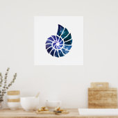 Ammonite Silhouette Art Poster (Keuken)