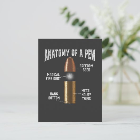 Ammunitie Pew Anatomy Funny Pistool Bullet Weapon Briefkaart (Staand voorkant)