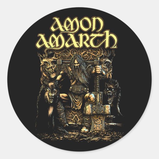 Amon Amarth Thor Band Officiële Logo Ronde Sticker (Voorkant)