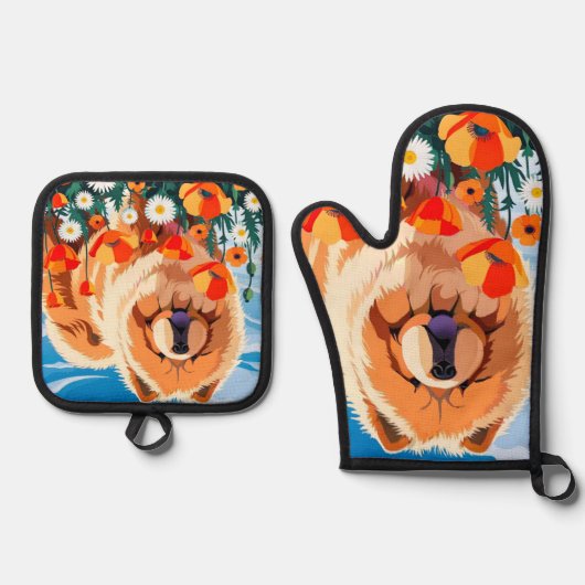 AMONG THE POPPIES Chow Ovenwant & Pannenlap Set (Voorkant)